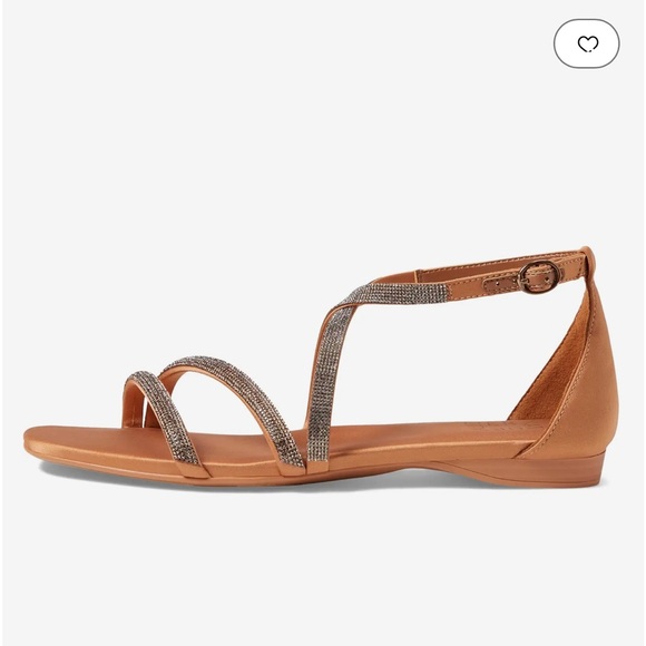 Naturalizer Sicily Strappy Flat Sandal in English Tea Brown Fabric Size 7.5 - Picture 3 of 13